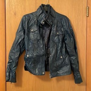 Guess Blue Faux Leather Jacket